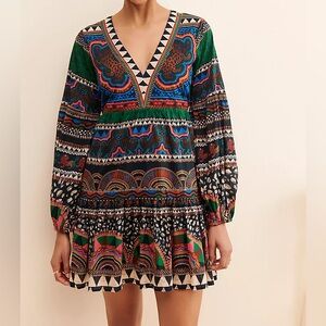 FARM Rio V-Neck Printed Tunic Dress